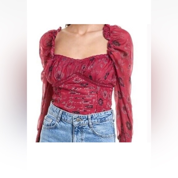 XS/Free people Floral Red Women's Top - Picture 10 of 16